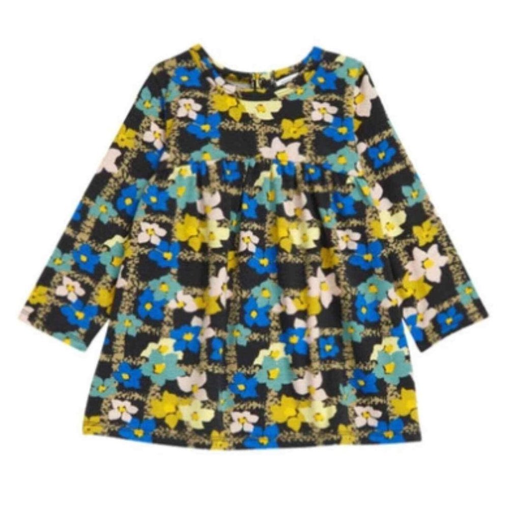 Nordstrom Babies CristinaMartinez Graphic Dress Black Windowpane Floral 24M NWOT